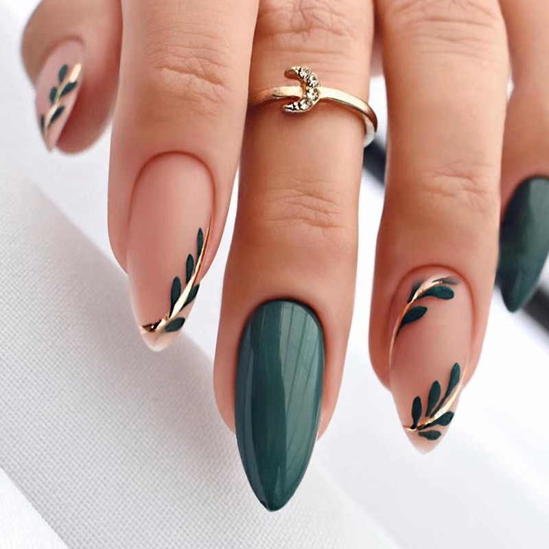 Press On Nail Set - 24P/Set Middellange Amandel Druk op Nagels