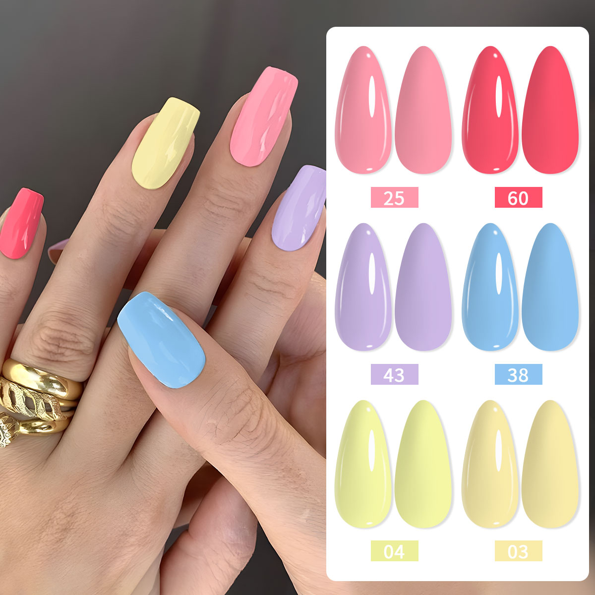 Nail Art Violet - 6-delige nagellakset, verkrijgbaar in felroze, lichtpaars,