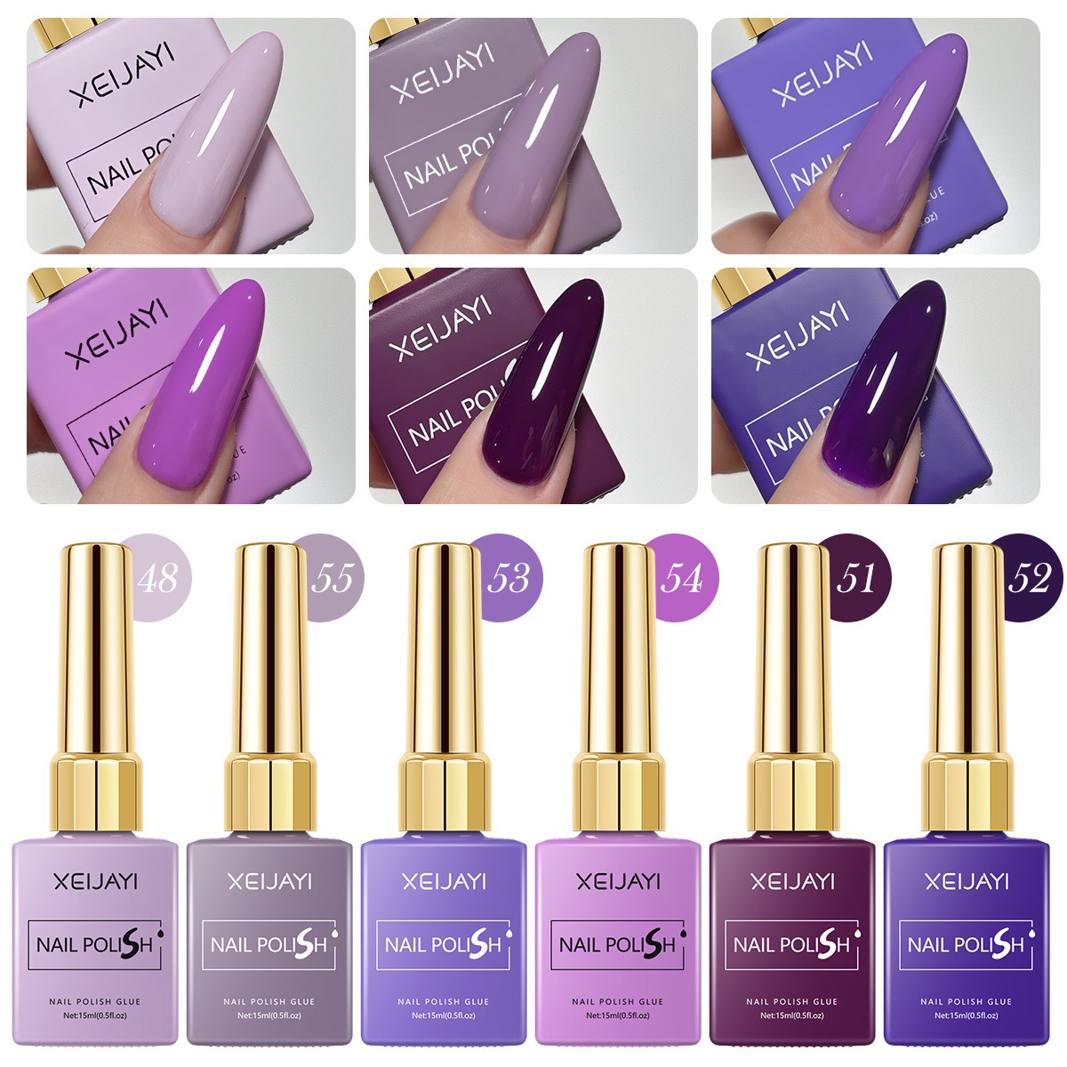 Nail Art Violet - 6 STKS/SET 15 ml Gel Nagellak