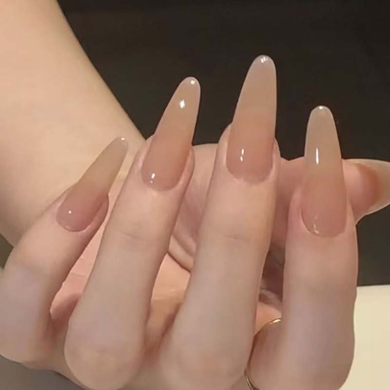 Press On Nail Set - 24 stuks naaktkleurige eenvoudige kunstnagels met
