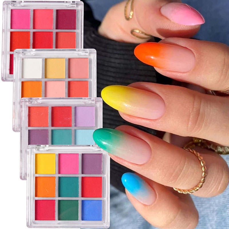9-kleuren gradiënt manicure na - Nail Art Ombre Glitter recensie en prijs