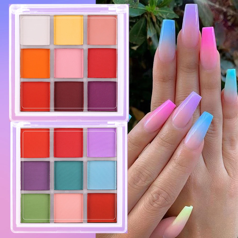 9-kleuren nagelpigmentpalet ef - Nail Art Ombre Glitter recensie en prijs