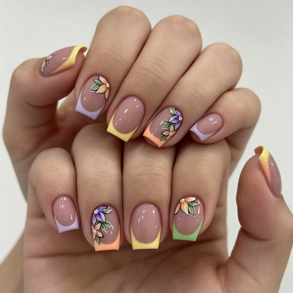 24 stuks roze bloemenprint Fra - Press On Nail Set recensie en prijs