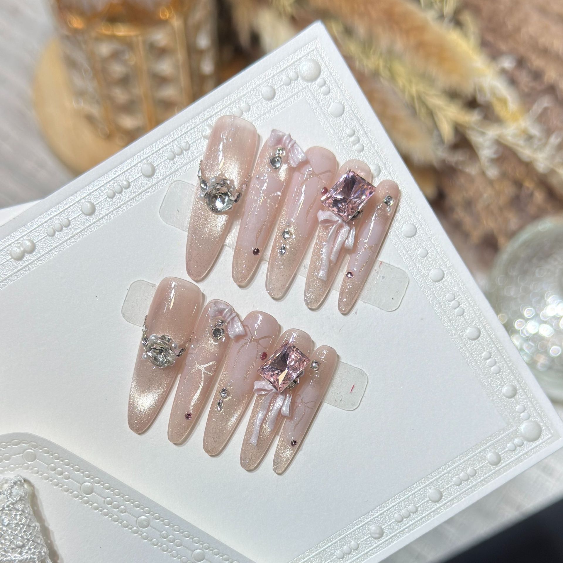10 stuks handgemaakte lange st - Nail Art Full Cat Eye recensie en prijs
