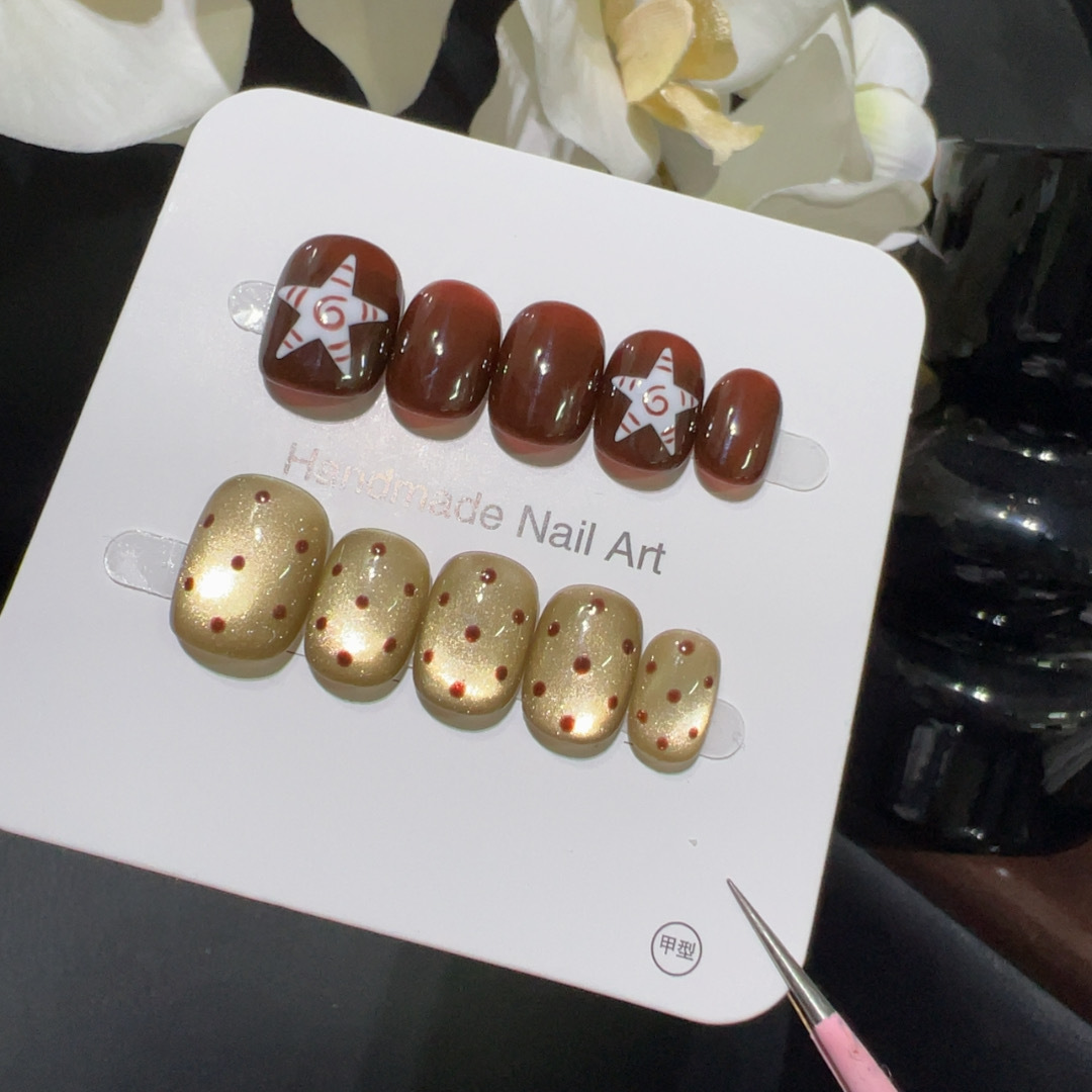 10pcsHandgemaakte korte druk o - Nail Art Full Cat Eye recensie en prijs