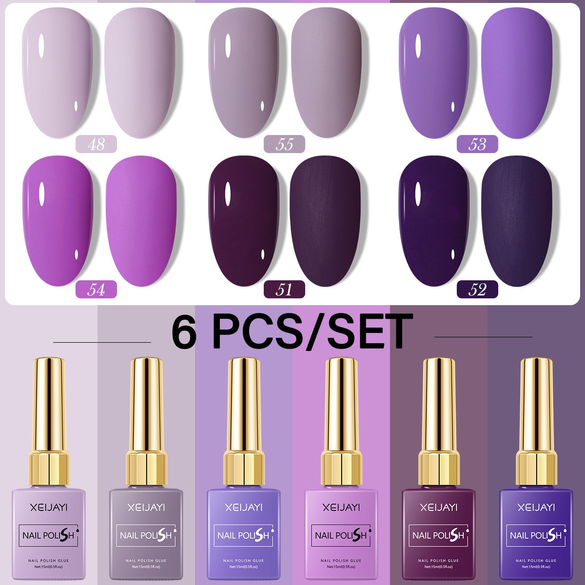 6 STKS/SET 15 ml Gel Nagellak  - Nail Art Violet recensie en prijs