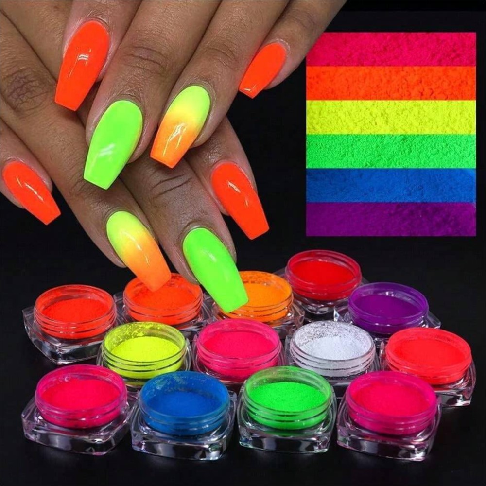 1Set Kleurrijke Neon Fosfor Pi - Nail Art Ombre Glitter recensie en prijs