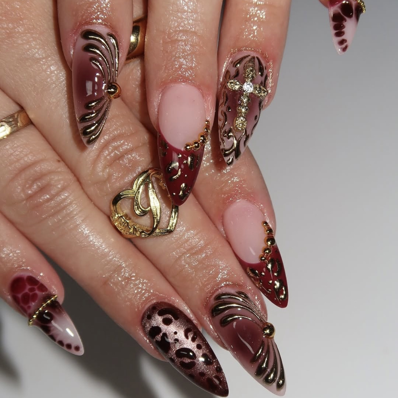 Gradient wijnrood bruine nepna - Press On Nail Set recensie en prijs
